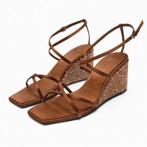 ✨🎁 Zara Crystal Wedges Sandals - New 🎁✨